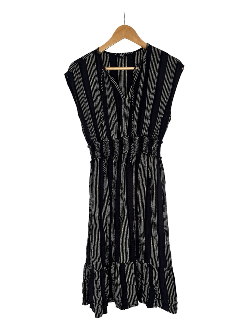 Rails Ashlyn Sagrada Metallic Stripe Smocked Waist Midi Dress Medium